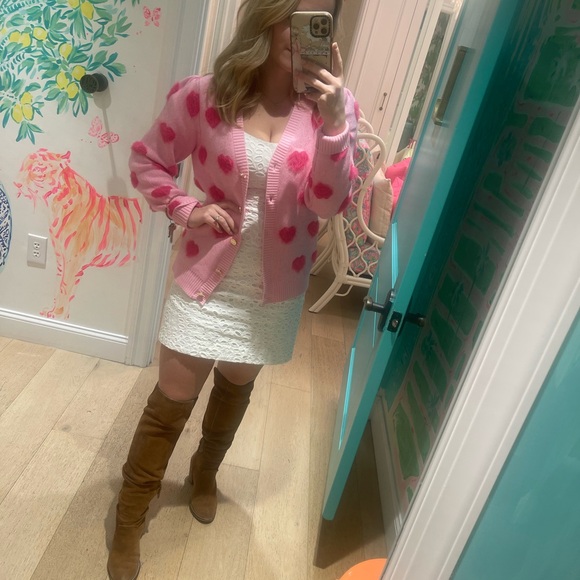 Lilly Pulitzer Pink Heart KEANE Cardigan - Picture 7 of 7